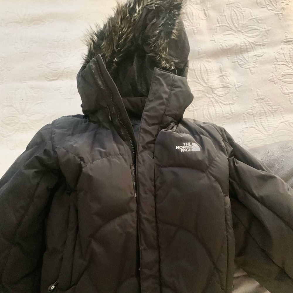 Black North Face Puffer Jacket with Fur Hood small